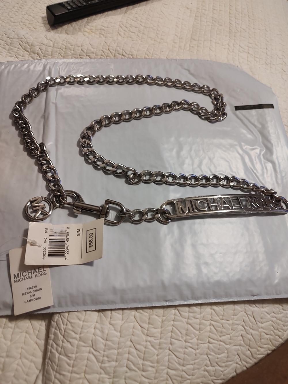 Weekend Special Only MICHAEL KORS Silver Chain Logo Belt